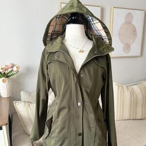 Sapphireose Olive Green Plaid-Lined Utility Jacket
